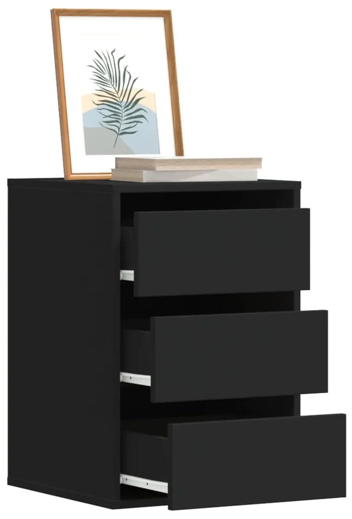 Cómoda com 3 Gavetas - 40x41x58 cm - derivados de madeira - preto