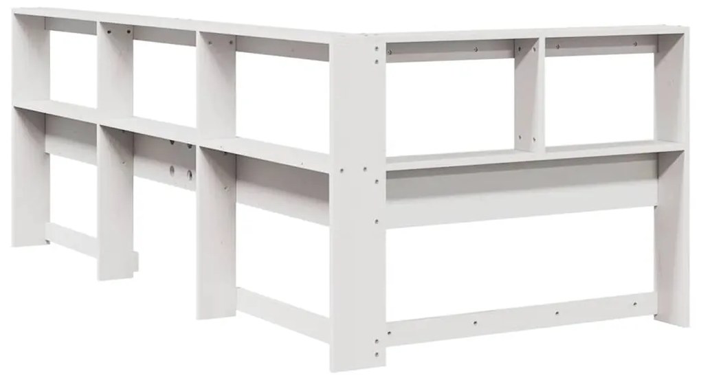 Estante cabeceira forma de L 75 cm madeira pinho maciça branco