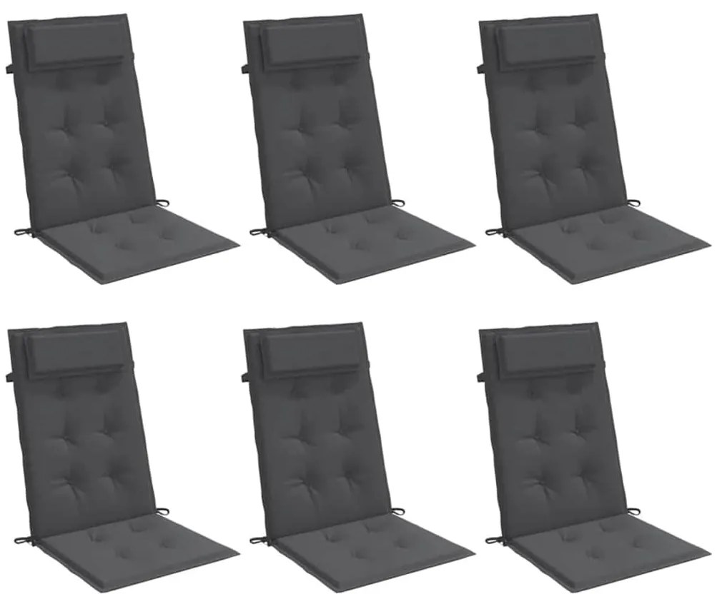 Almofadões p/ cadeira encosto alto 6pcs tecido oxford antracite