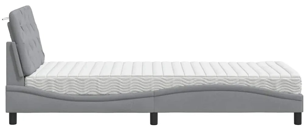 Cama com colchão 80x200 cm tecido cinzento-claro