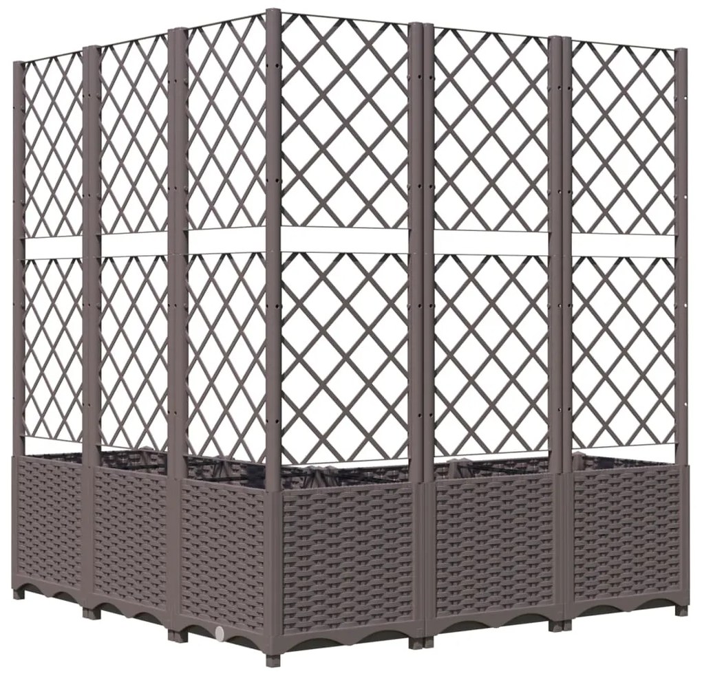 Vaso/floreira jardim c/ treliça 120x120x136 cm PP castanho