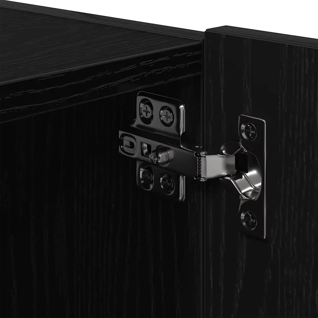 Estante de TV vidaXL com Luzes LED Preto Carvalho 80x35x31 cm