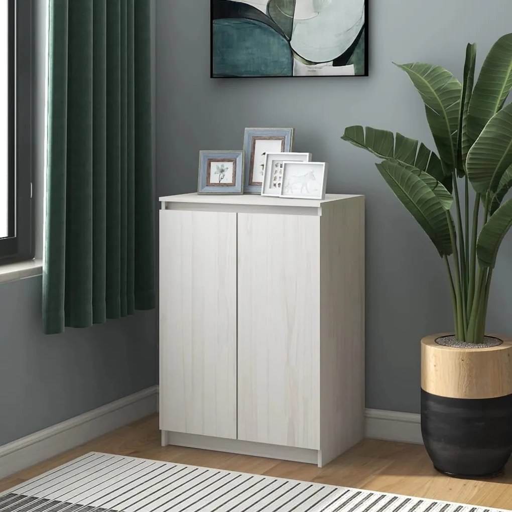 vidaXL Aparador pinho maciço 60x36x84 cm branco