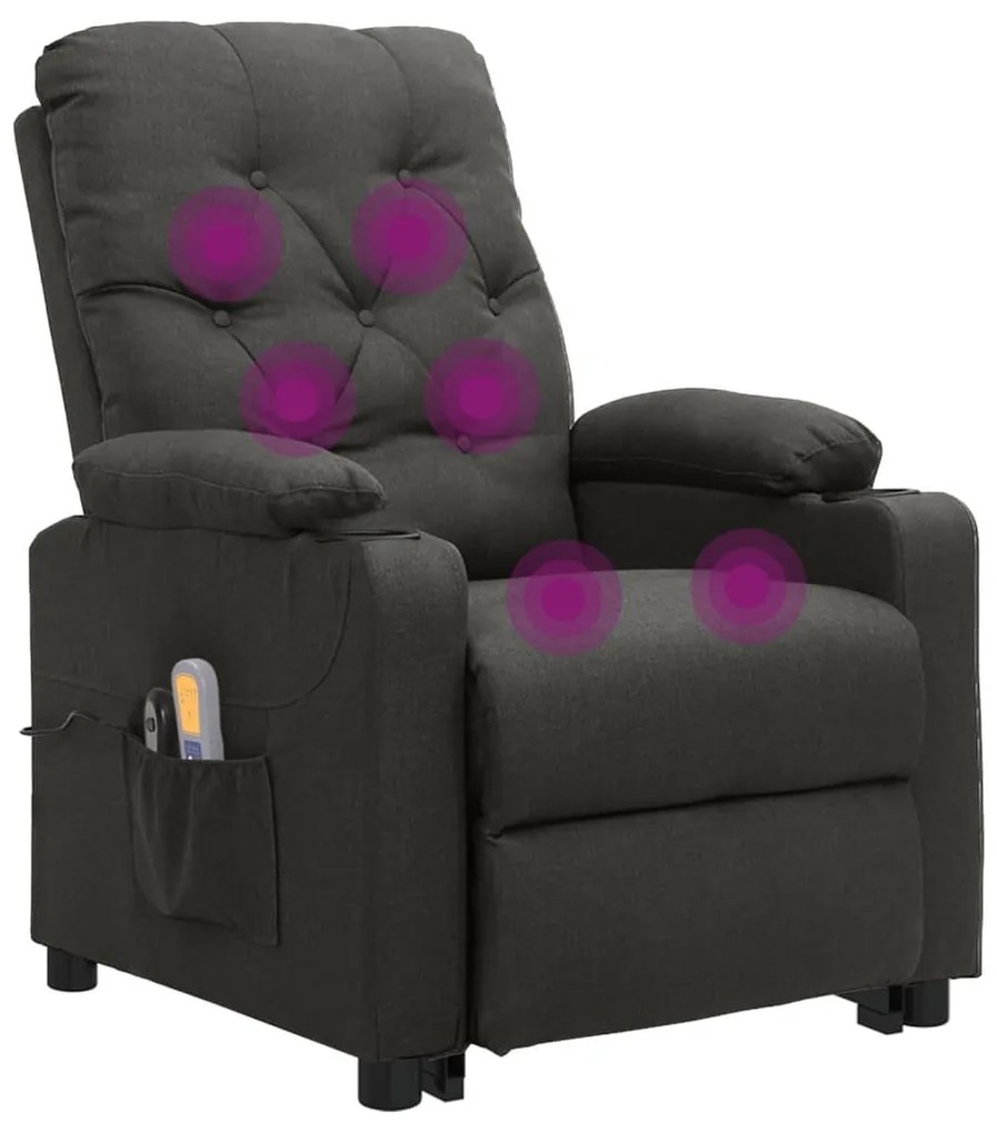 Poltrona de massagens elevatória tecido cinzento-escuro