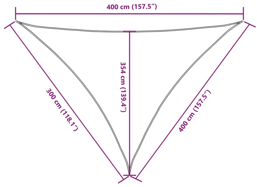 Para-sol estilo vela tecido oxford triangular 3x4x4 m preto