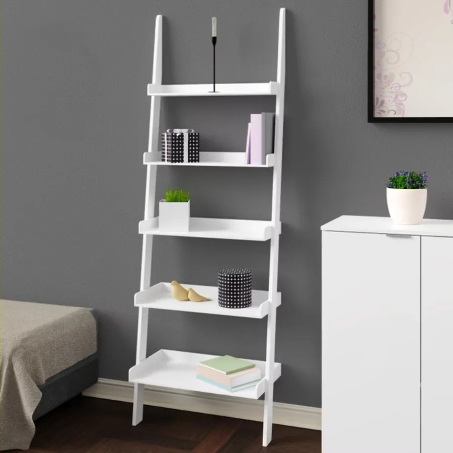 Estante em forma de escada 180 x 64 x 37 cm Branco