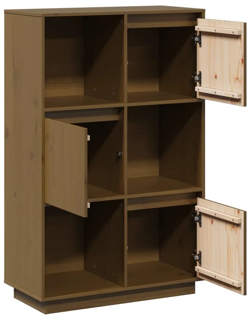 Aparador alto 74x35x117 cm pinho maciço castanho mel