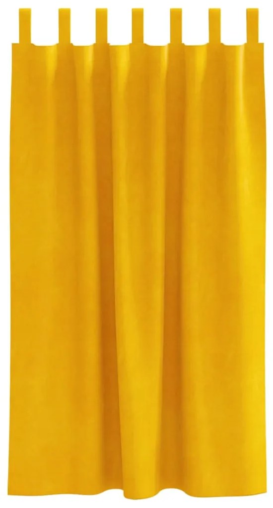 Cortinas Blackout vidaXL com Laços de Pendurar 2 pcs Amarelo Mostarda