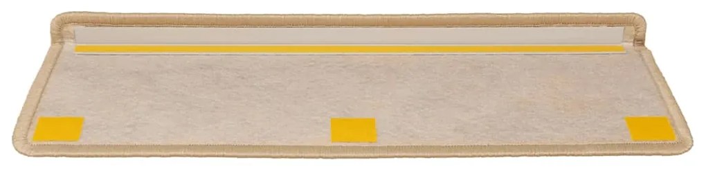 Tapetes escada adesivos aspeto sisal 15pcs 65x21x4cm bege-claro
