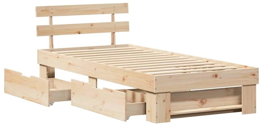 Estrutura da Cama Castanho 90 x 190 cm Madeira de Pinheiro
