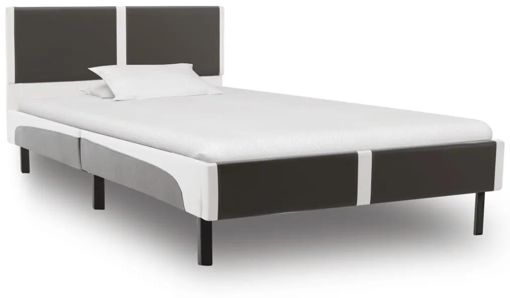Estrutura de cama 90x200 cm couro artificial cinzento e branco