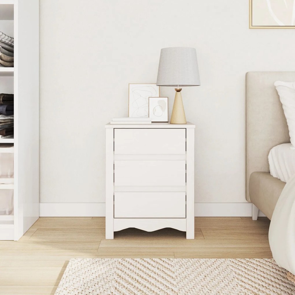 Criado-mudo vidaXL "DRAMMEN" Branco 45x35x56 cm Madeira Sólida de Pinh