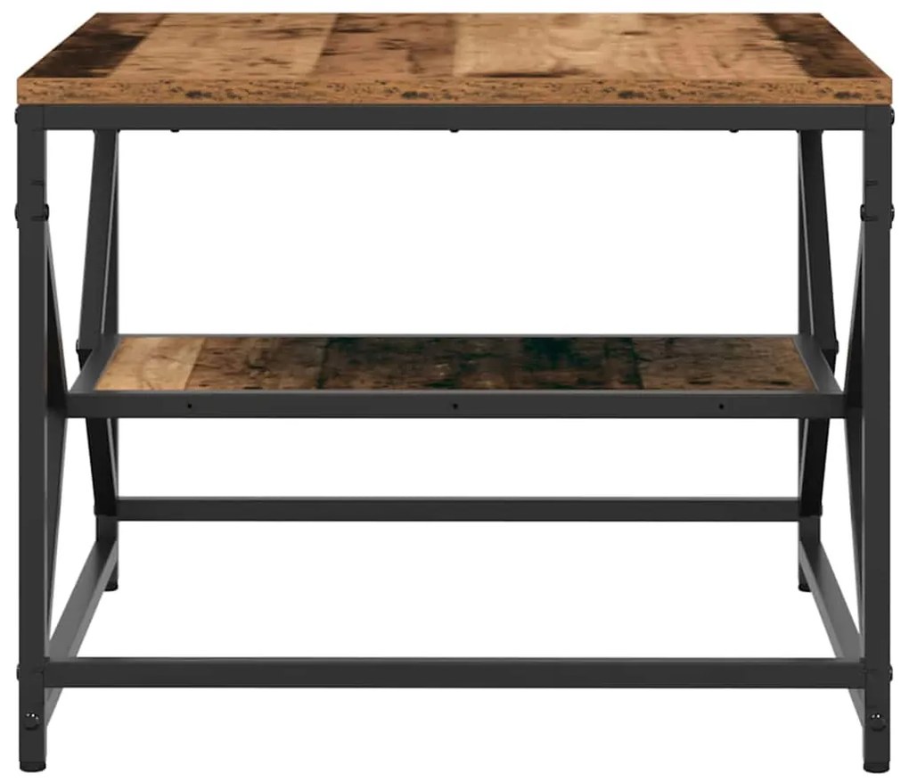 Mesa de centro vidaXL com prateleira em madeira envelhecida 51x50x40 c