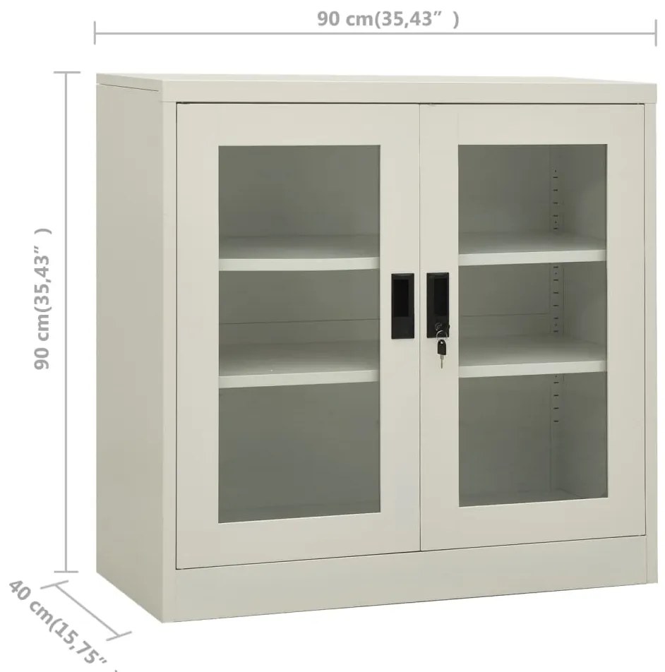 Armário de escritório 90x40x90 cm aço cinzento-claro