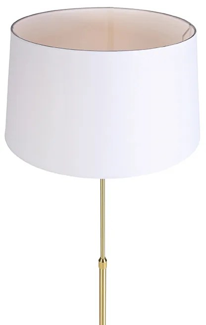 Candeeiro de pé dourado/latão com abajur de linho branco 45 cm - Parte Design,Moderno