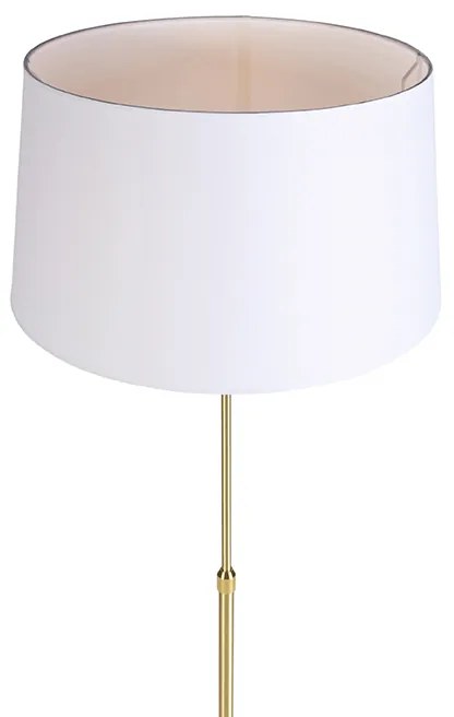 Candeeiro de pé ouro / latão com sombra de linho branco 45 cm - Parte Design,Moderno