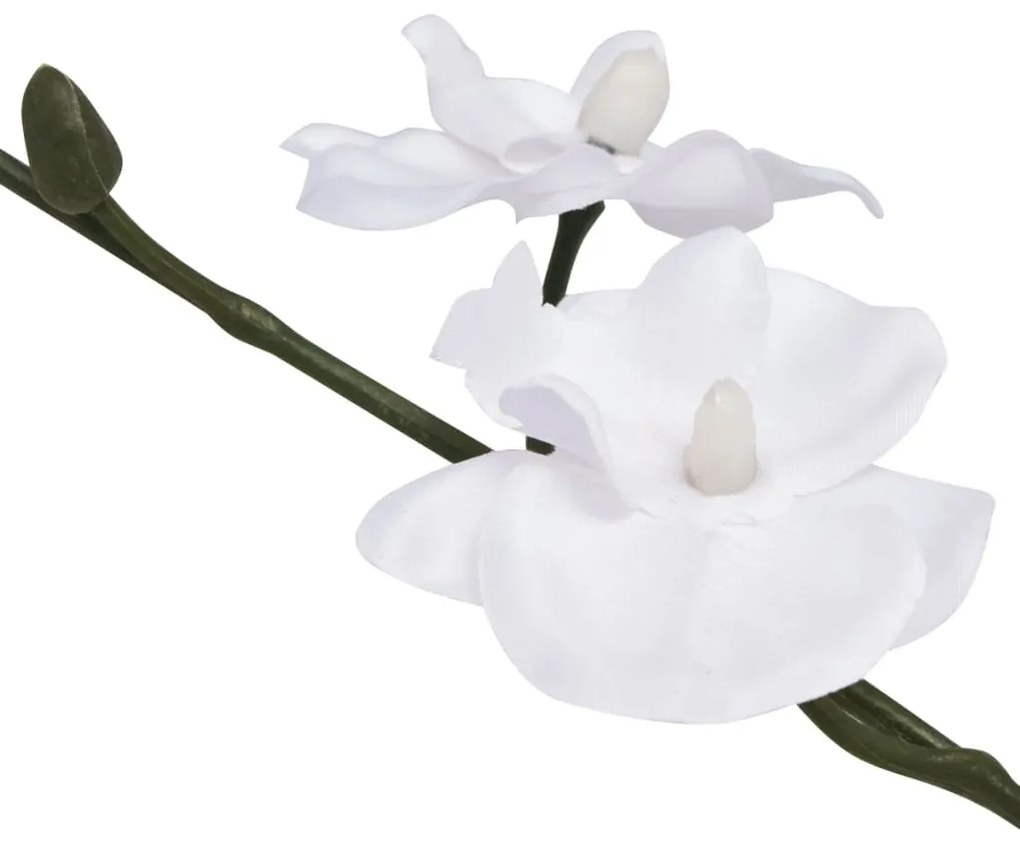 Planta orquídea artificial com vaso 30 cm branco