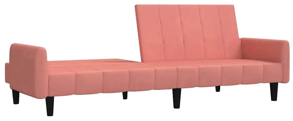 Sofá-cama de 2 lugares veludo rosa