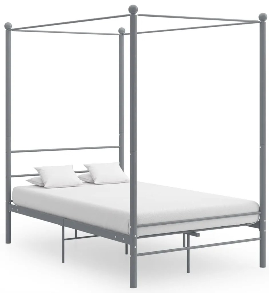 Estrutura de cama com dossel 120x200 cm metal cinzento