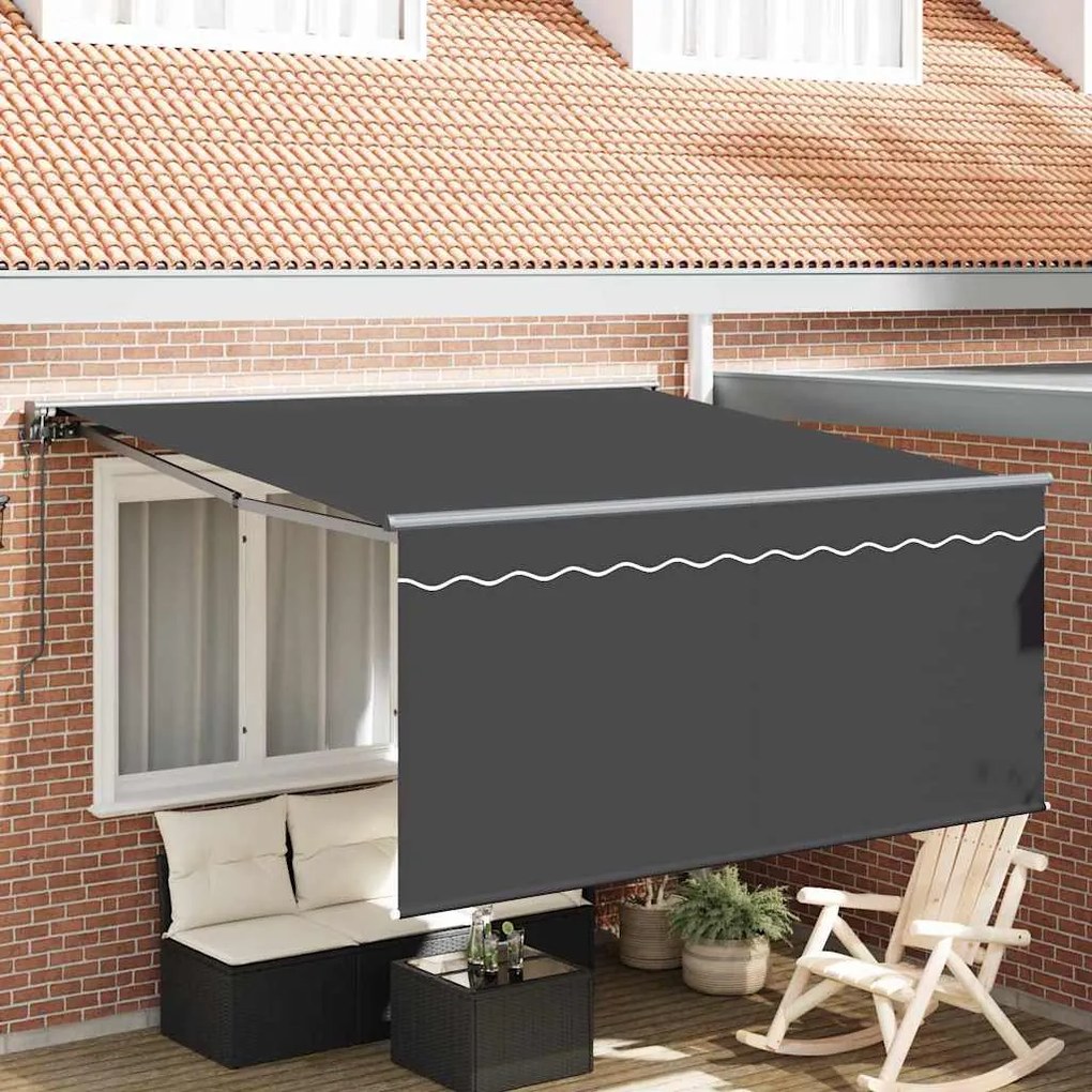 vidaXL Toldo Retrátil Antracite 300 x 250 cm Poliéster e Alumínio