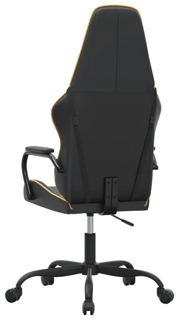 Cadeira gaming de massagens couro artificial dourado e preto