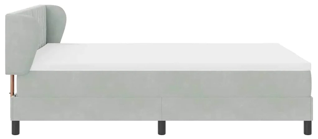 Cama Box Spring com Colchão Cinza Claro 140x200 cm Veludo