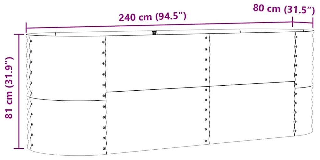 Canteiro Elevado de Jardim Castanho vidaXL 240x80x81 cm em Aço Galvani