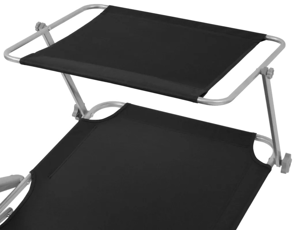 Espreguiçadeira com toldo aço preto