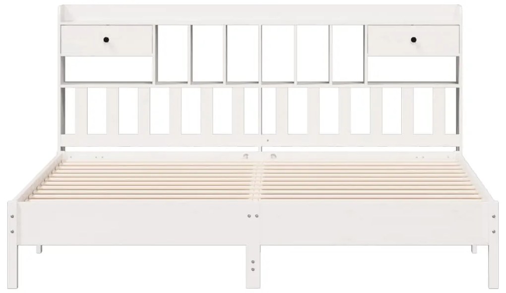 Cama com estante sem colchão 200x200 cm pinho maciço branco