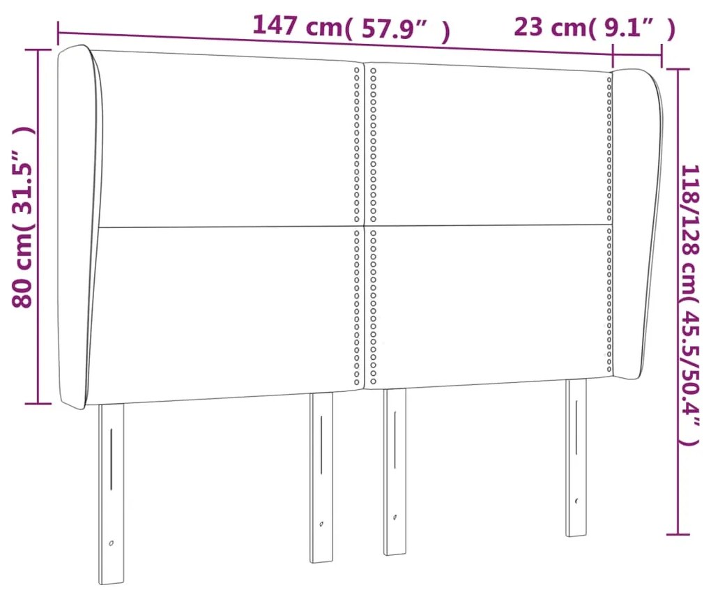 Cabeceira cama c/ abas couro artif. 147x23x118/128 cm cinzento