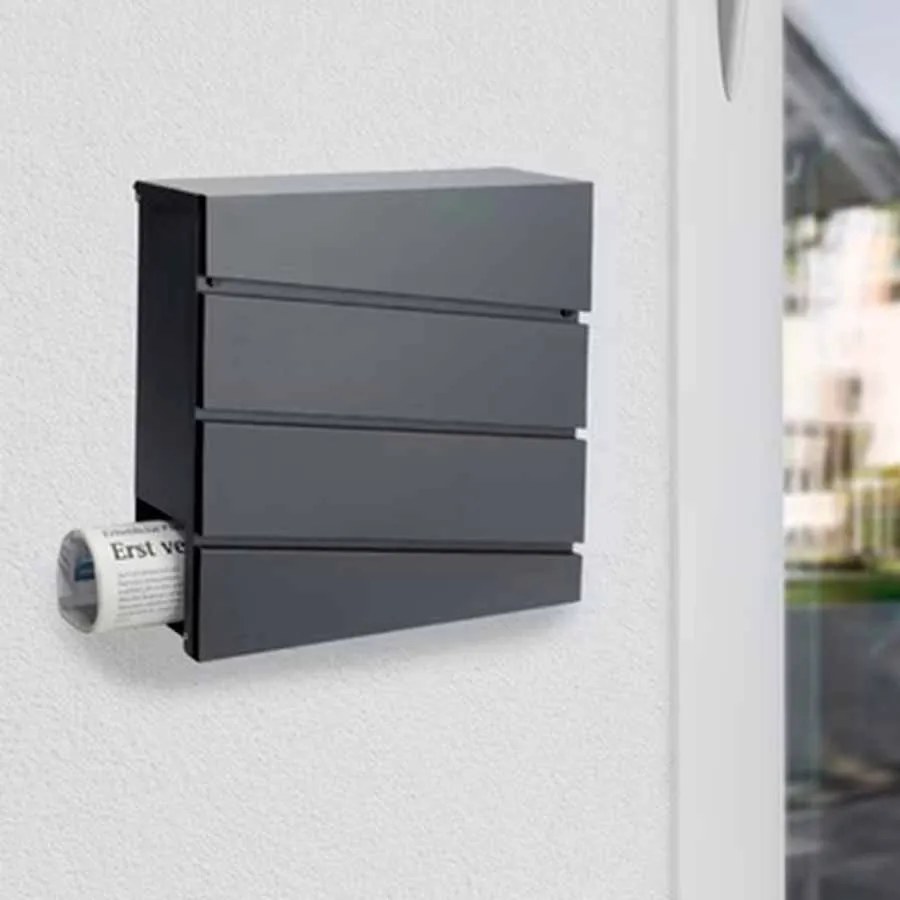 Caixa de correio com design e tubo para jornais 37 x 11 x 36,5 cm Antracite