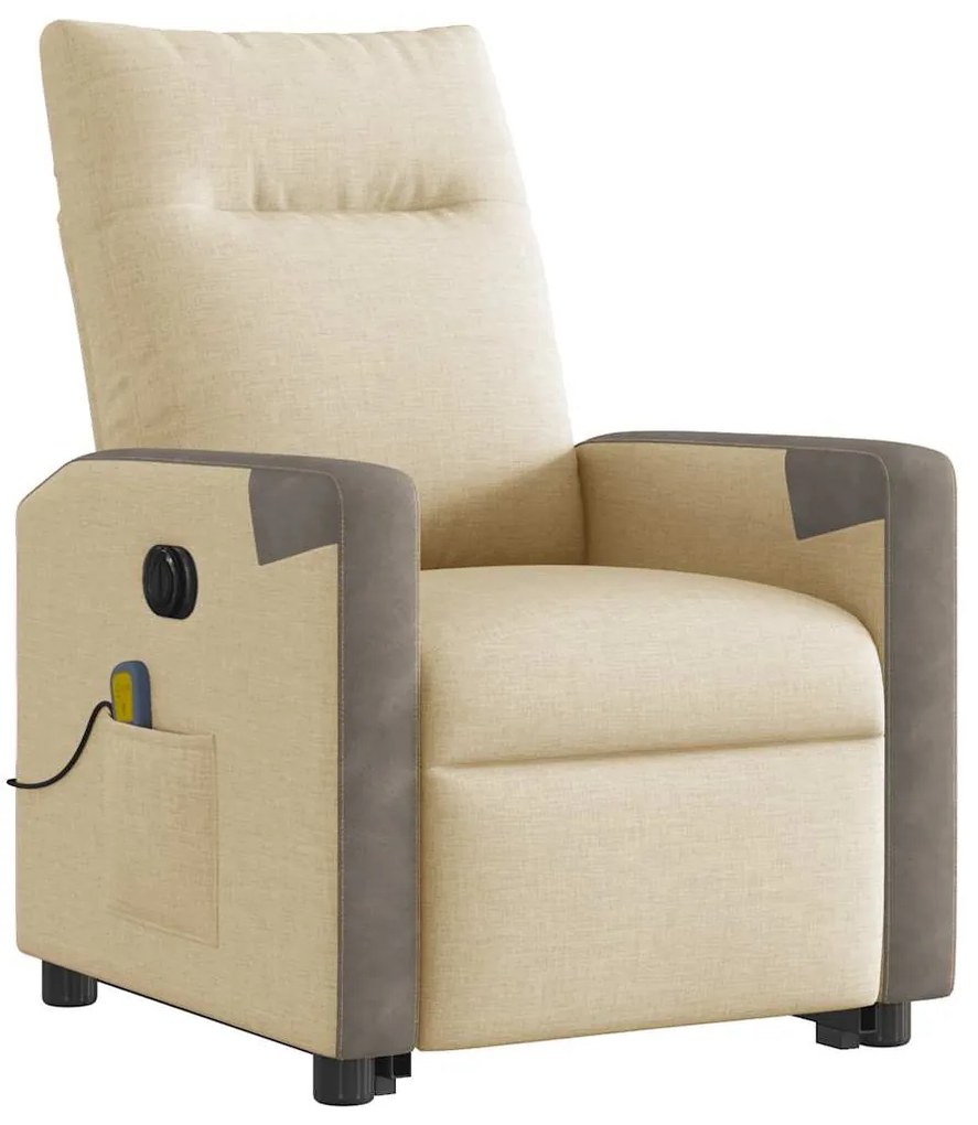 Poltrona elétrica elevatória massagens tecido creme
