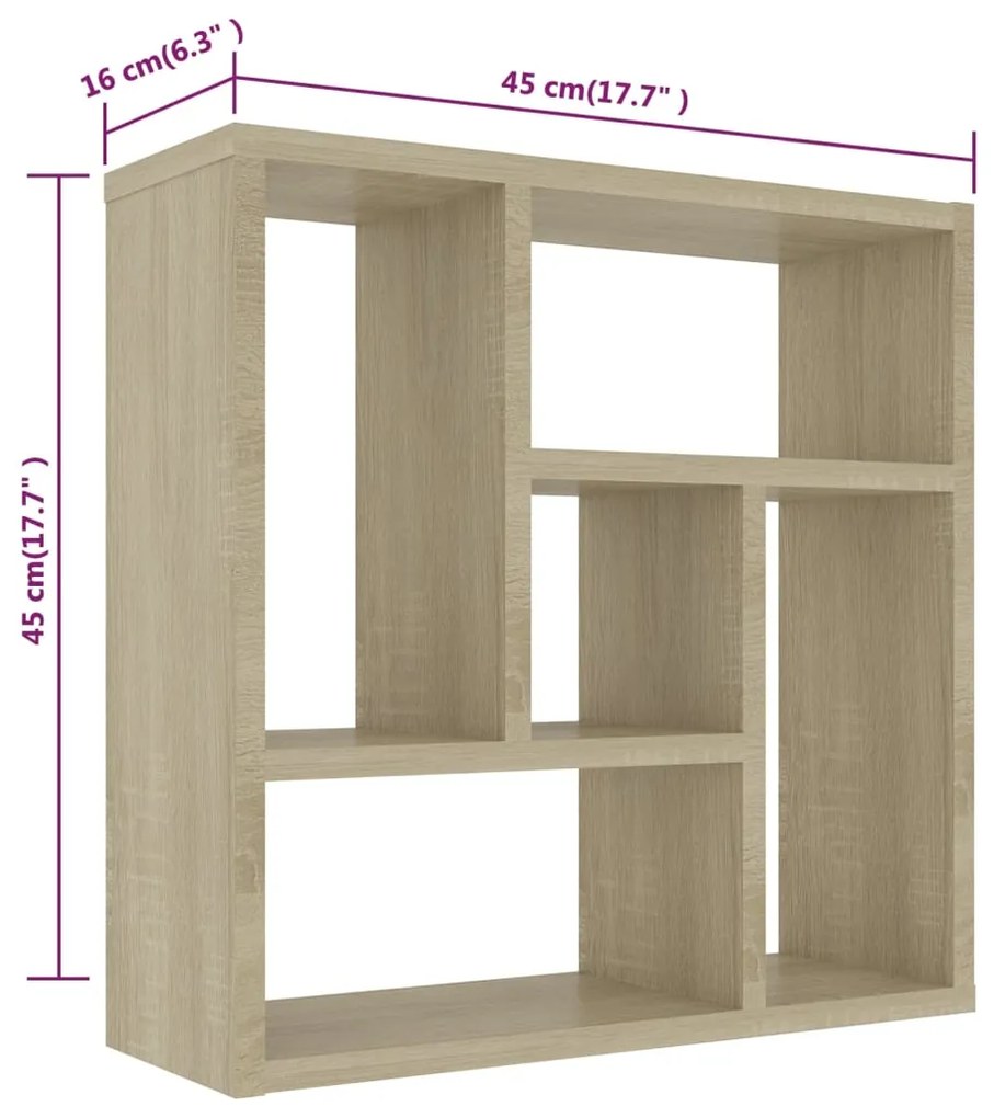 Prateleira parede 45,1x16x45,1cm contraplacado carvalho sonoma