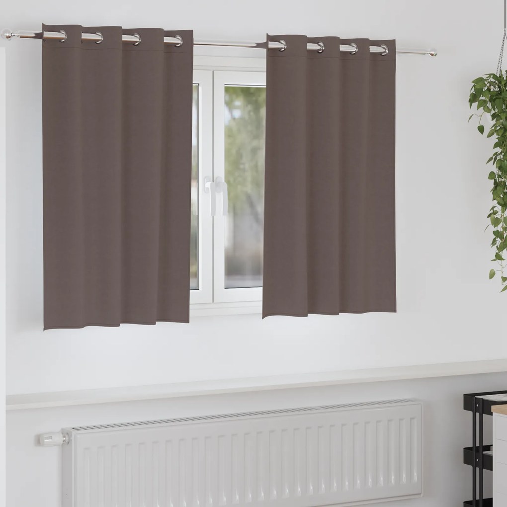 vidaXL Cortinas 2 pcs Castanho escuro 140 x 140 cm Poliéster