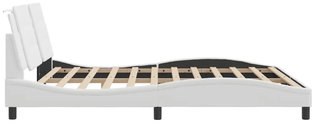 Estrutura cama c/ luzes LED 180x200 cm couro artificial branco