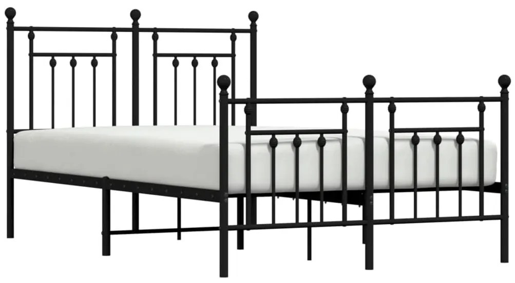 Estrutura de cama com cabeceira e pés 120x190 cm metal preto