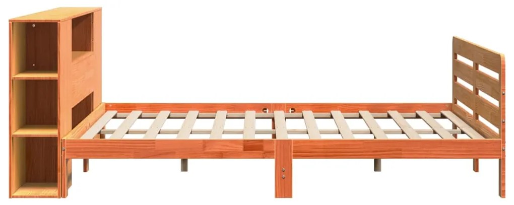 Cama sem colchão 200x200 cm pinho maciço castanho-mel