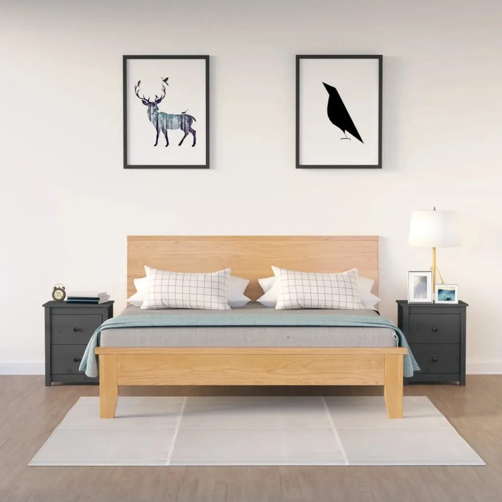 vidaXL Mesas de cabeceira 2 pcs 50x35x61,5 cm pinho maciço cinza