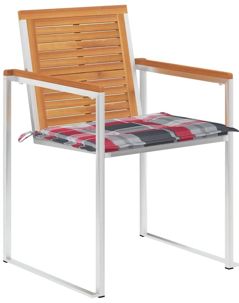 Cadeiras de jardim 8 pcs c/ almofadões madeira de acácia maciça