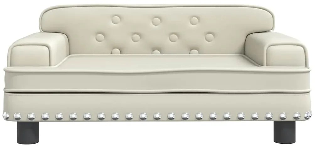 Cama para cães 70x45x30 cm couro artificial cor creme