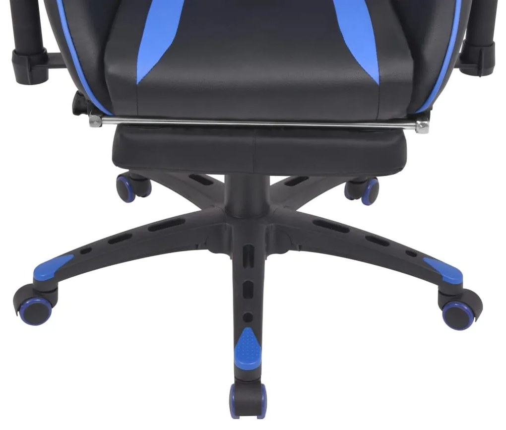 Cadeira escritório reclinável estilo corrida c/ apoio pés azul