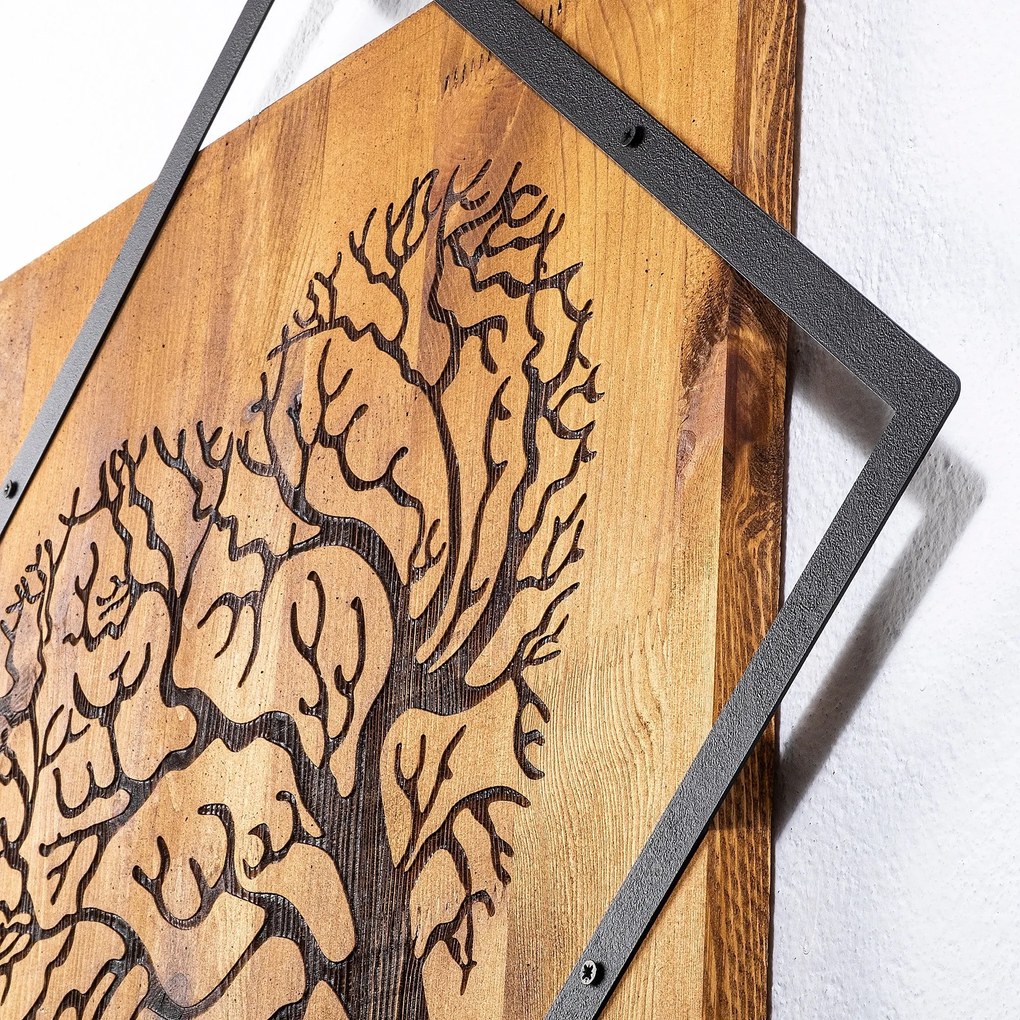 Acessório Decorativo de Parede Tree 2 – Nogueira e Preto – 54 x 54 cm