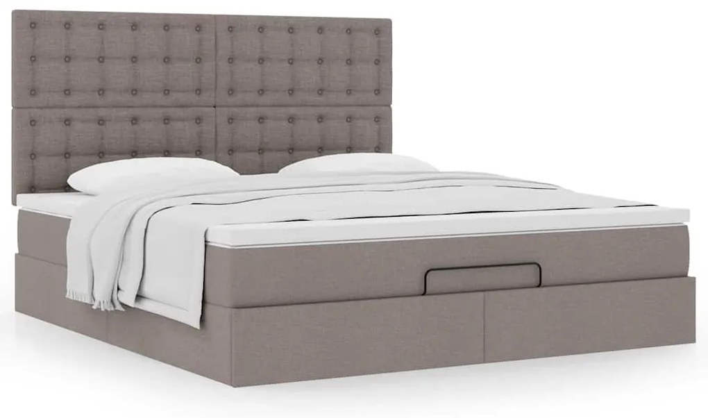 Estrutura de cama otomana com colchão tecido cinzento 160x200cm