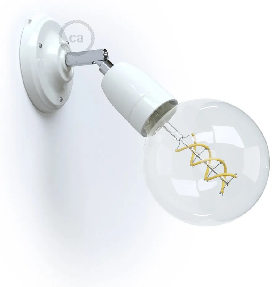 Fermaluce 90° Color il punto luce orientabile in porcellana da parete o soffitto - Branco / Não