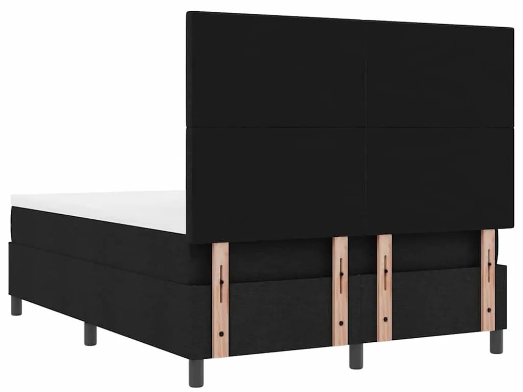 Cama Box com Colchão e Luz LED Preta, 140 x 200 cm, Estrutura em Tecid