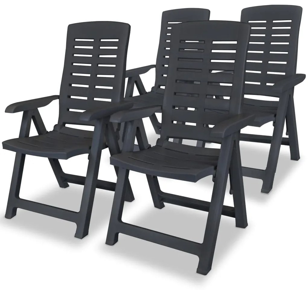 vidaXL Cadeiras de jardim reclináveis 4 pcs plástico antracite