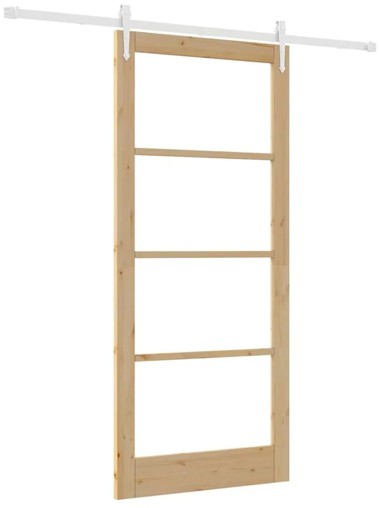 Conjunto de Porta Deslizante vidaXL com Ferragens 93x211 cm Madeira de
