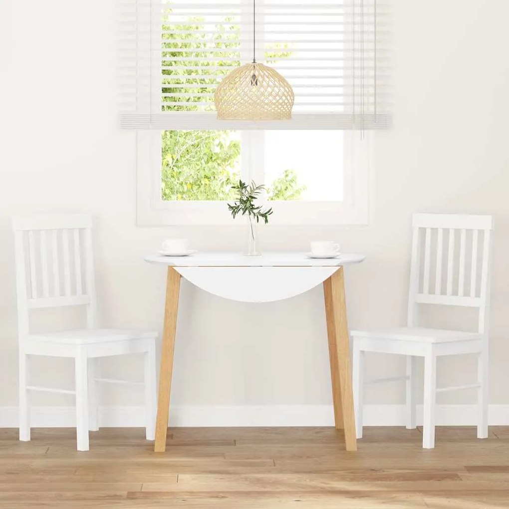 Cadeiras de jantar 2 pcs madeira de seringueira maciça branco