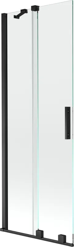 Mexen Velar divisória de banheira de 2 painéis deslizantes 75 x 150 cm, transparente, preto - 896-075-000-01-70