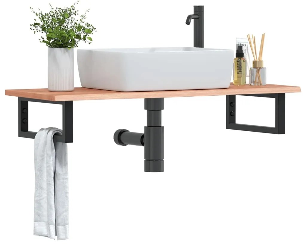 vidaXL Prateleira de parede p/ lavatório aço/madeira carvalho maciça